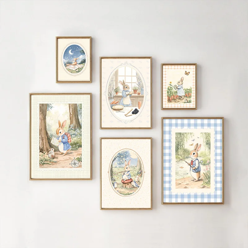Vintage Boho Blue Plaid Rabbit - Baby Nursery Vintage Decor recension och pris
