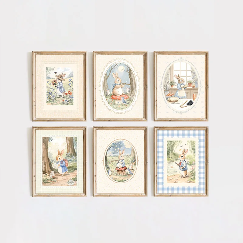 Vintage Boho Blue Plaid Rabbit - Baby Nursery Vintage Decor recension och pris