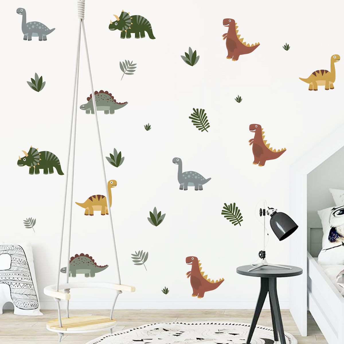Cartoon Cute Dinosaur Leaf Ani - Baby Nursery Stickers recension och pris