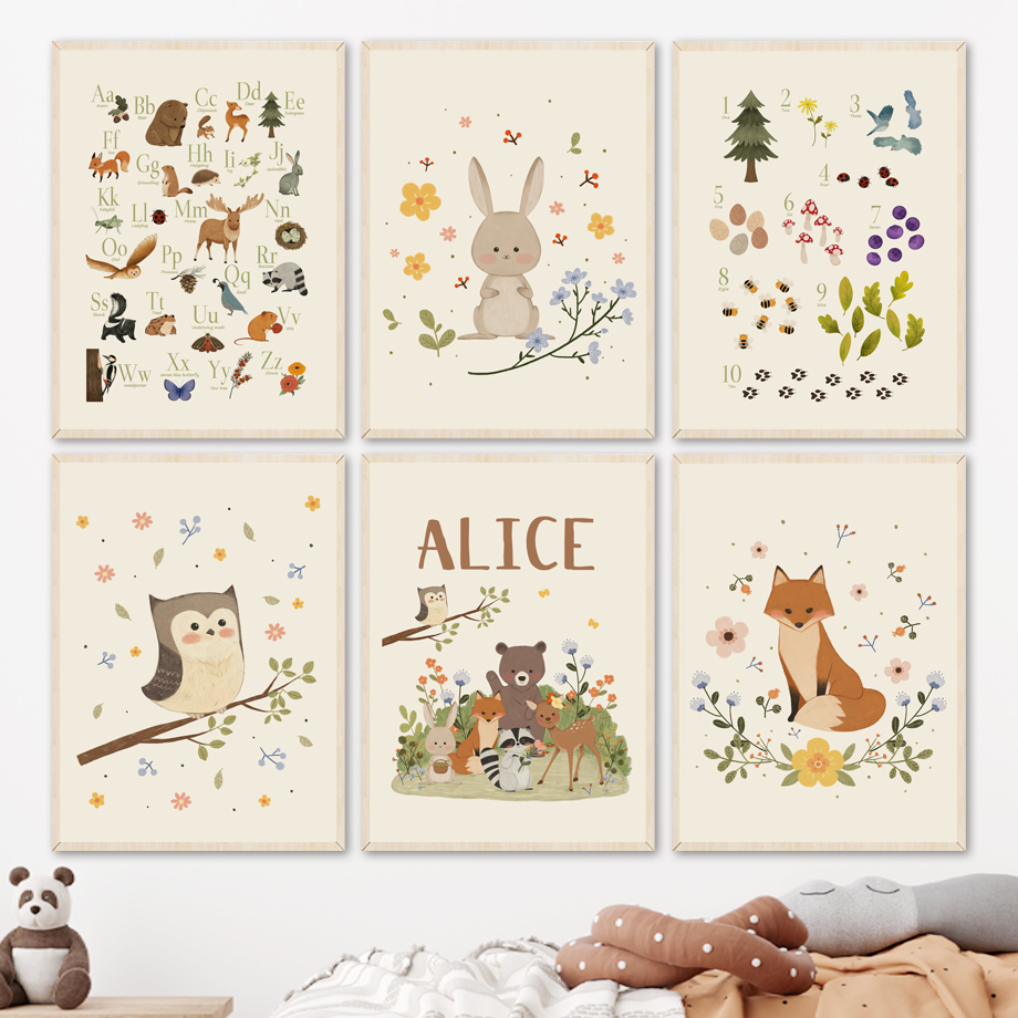 1pc frameless Cute Rabbit Fox  - Baby Nursery Animal Pictures recension och pris