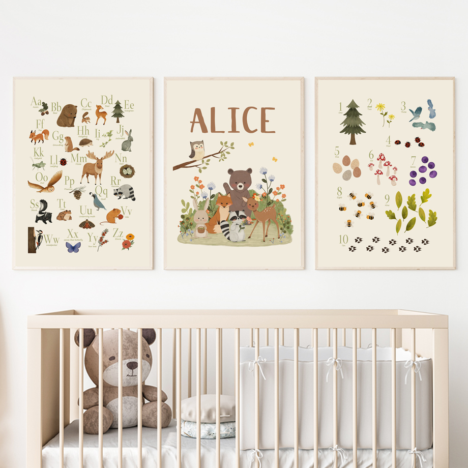 1pc frameless Cute Rabbit Fox  - Baby Nursery Animal Pictures recension och pris