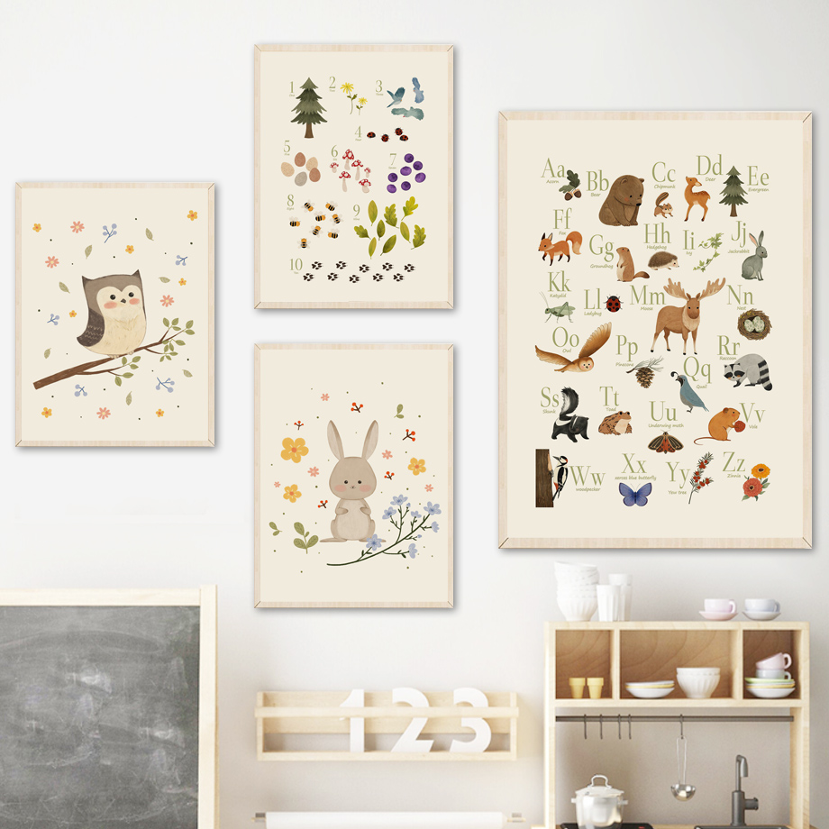 1pc frameless Cute Rabbit Fox  - Baby Nursery Animal Pictures recension och pris