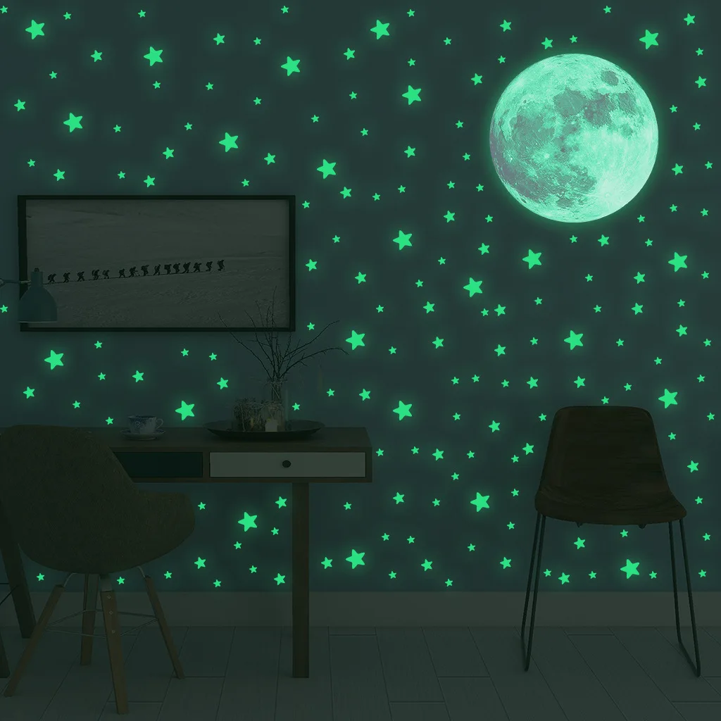 Luminous Moon Stars Wall Stick - Baby Nursery Decals recension och pris