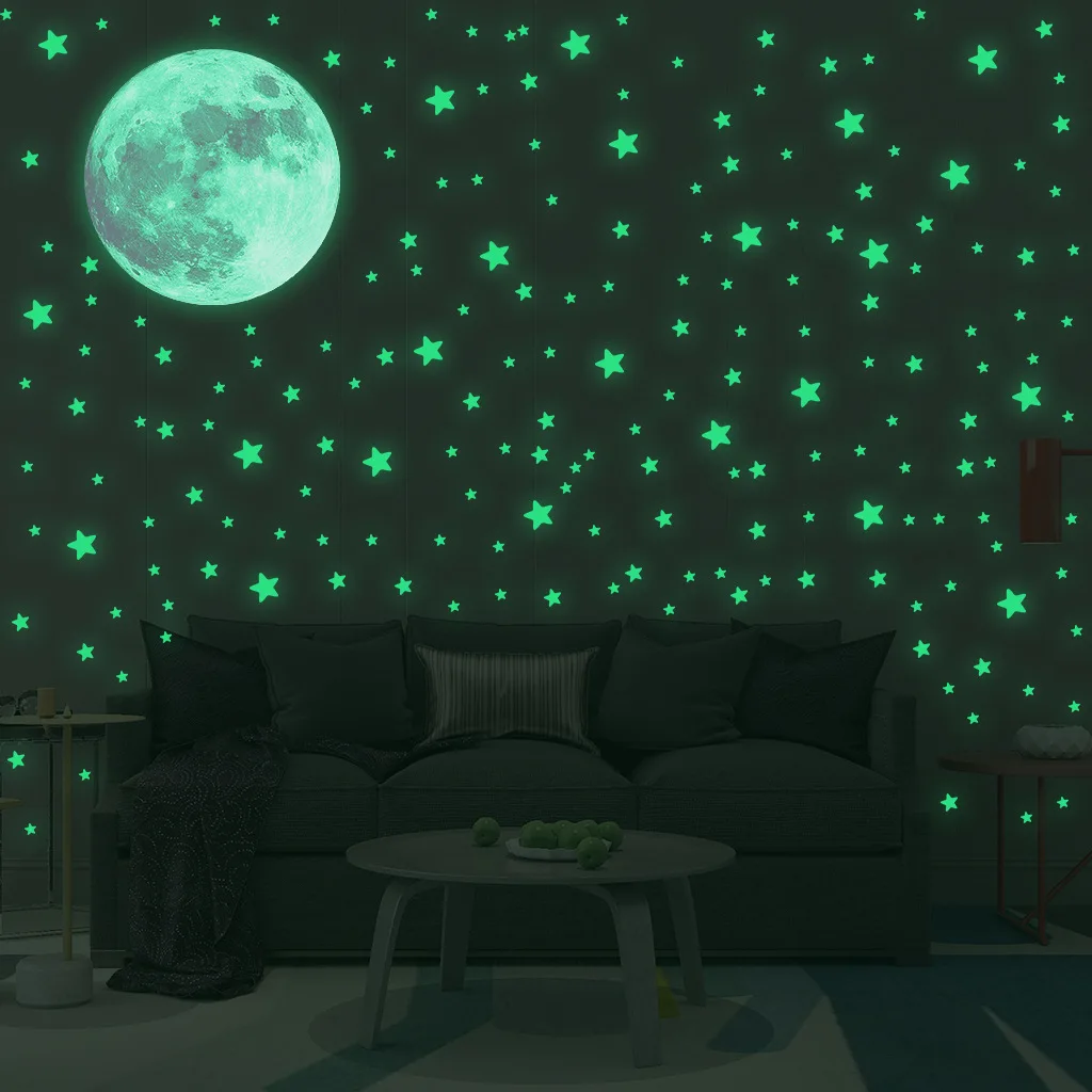 Luminous Moon Stars Wall Stick - Baby Nursery Decals recension och pris