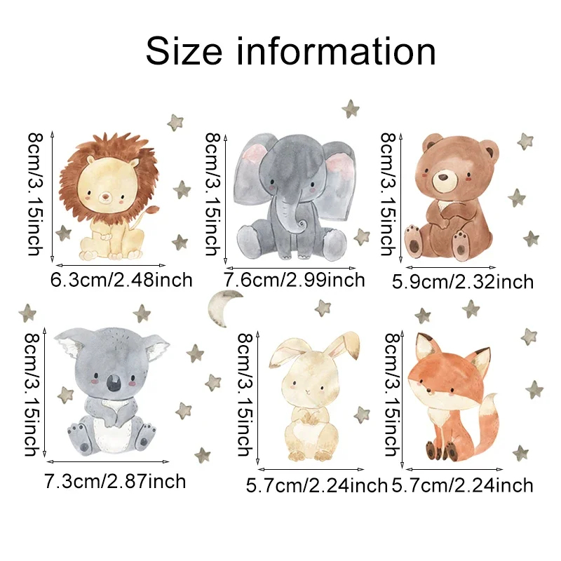 1/2/4/6set Cartoon Animals Wal - Baby Nursery Stickers recension och pris