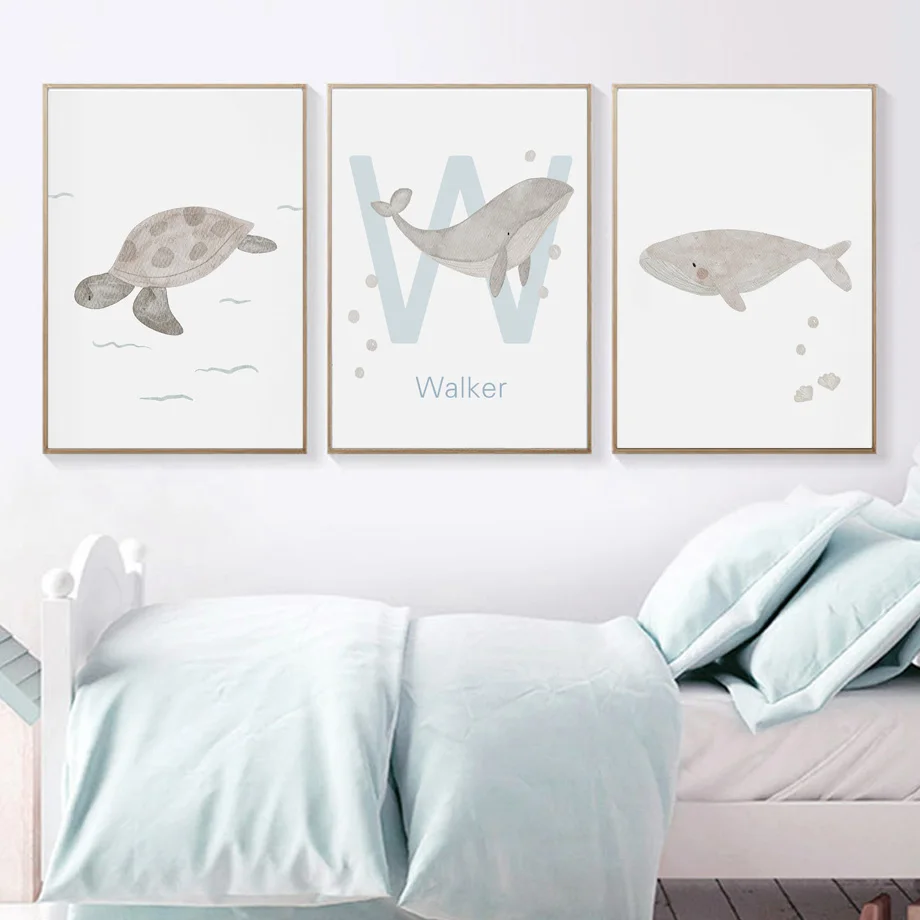 Custom Name Whale Octopus Turt - Baby Nursery Animal Pictures recension och pris