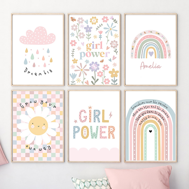 Sun Flower Rainbow Cloud Heart - Baby Nursery Pictures recension och pris
