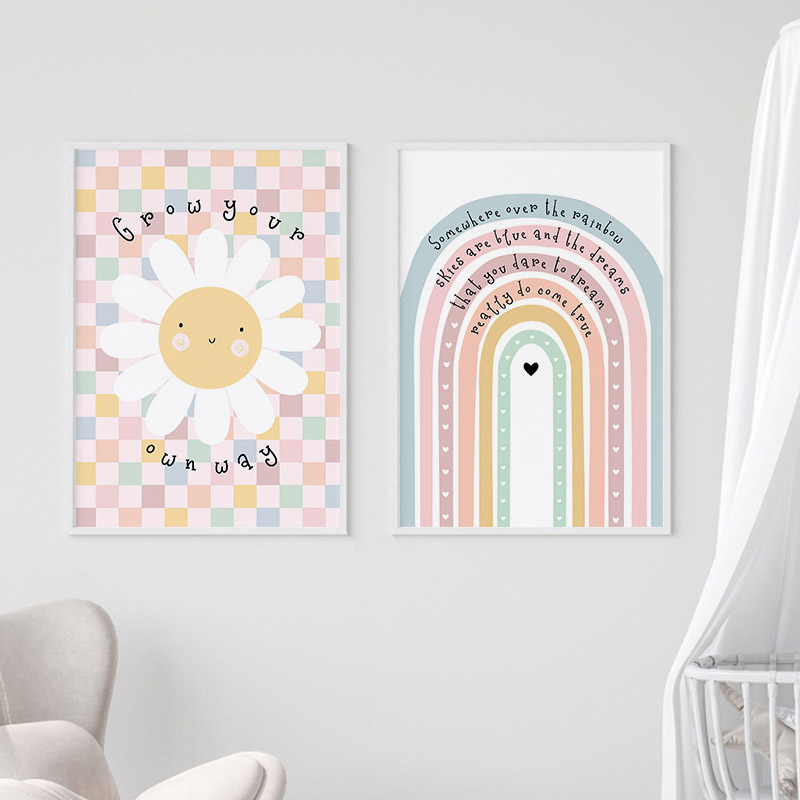 Sun Flower Rainbow Cloud Heart - Baby Nursery Pictures recension och pris