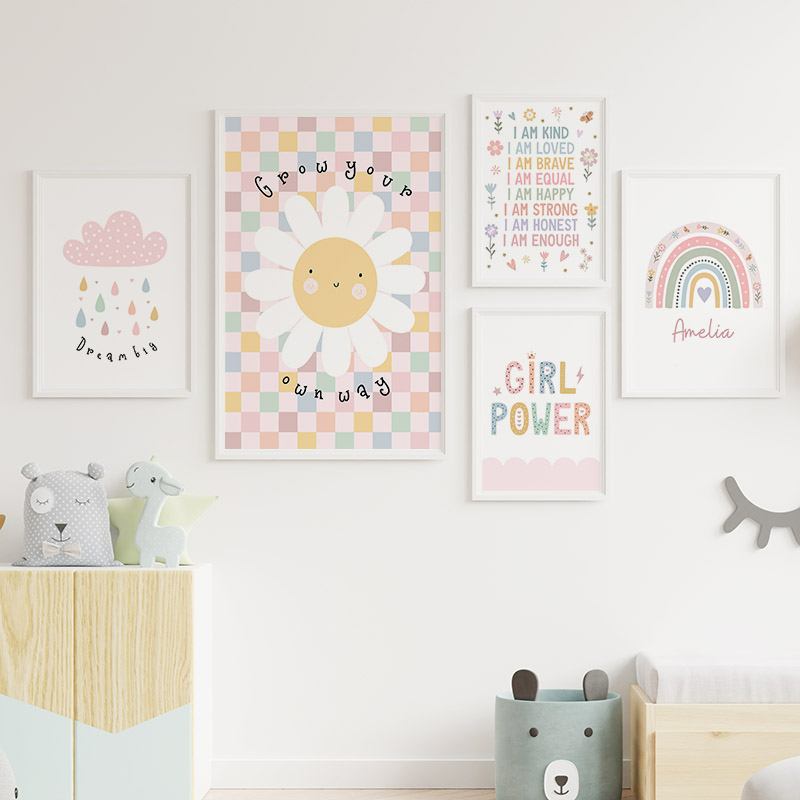 Sun Flower Rainbow Cloud Heart - Baby Nursery Pictures recension och pris