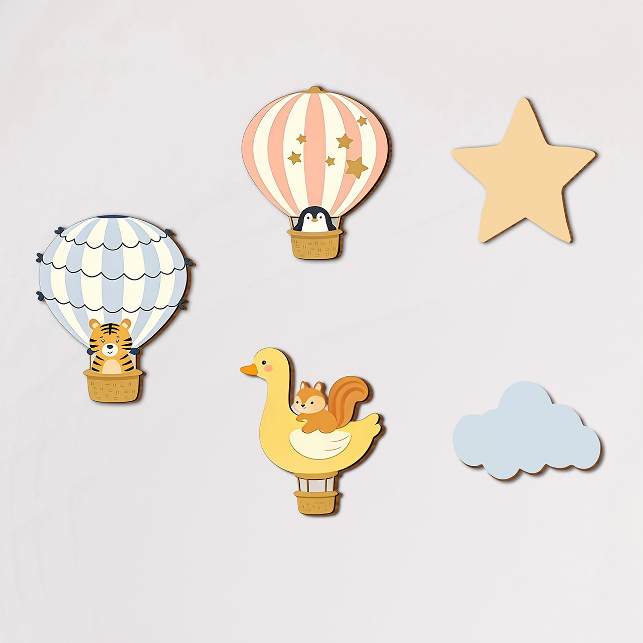 5Pcs Animal Hot Air Balloon Wo - Baby Nursery Stickers recension och pris