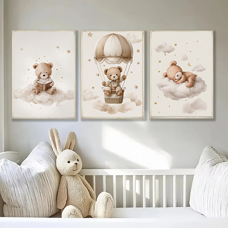 3pcs/set Bohemian Teddy Bear A - Baby Nursery Pictures recension och pris