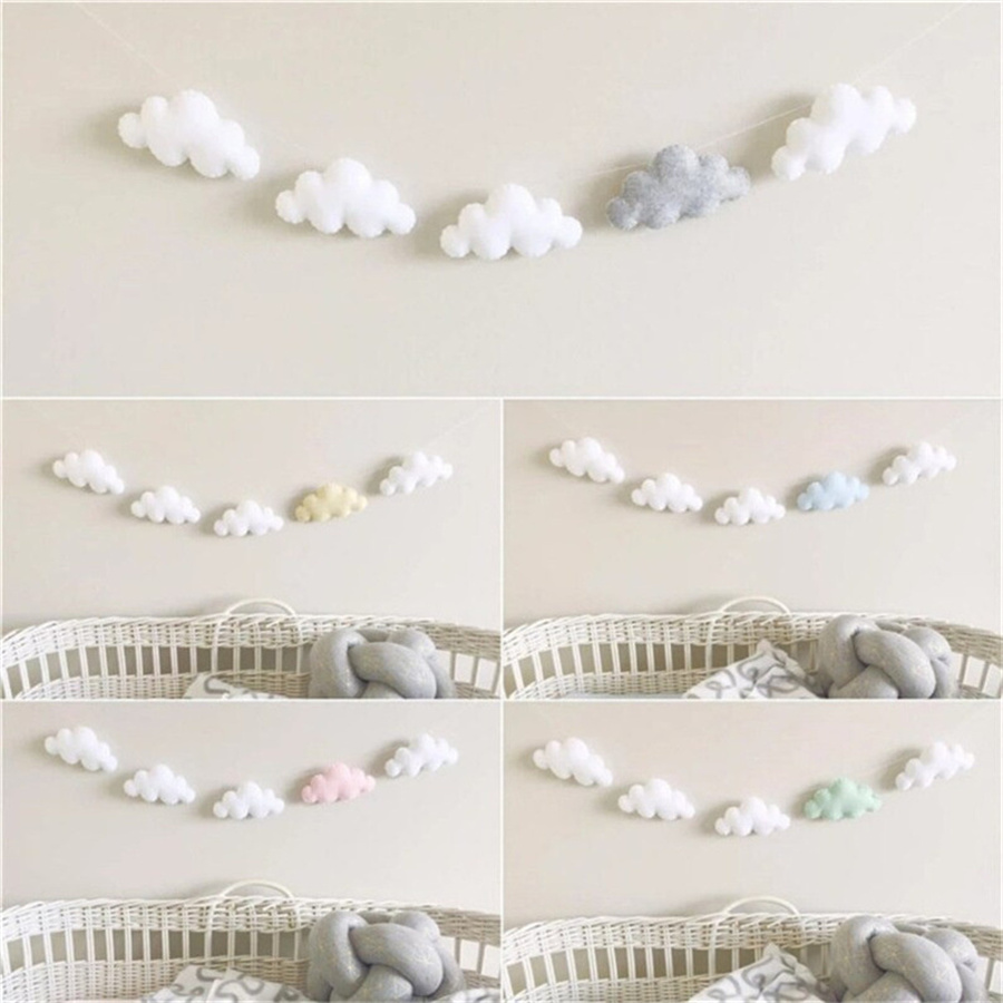 Nordic Felt Cloud Garlands Str - Baby Nursery Hanging Decor recension och pris