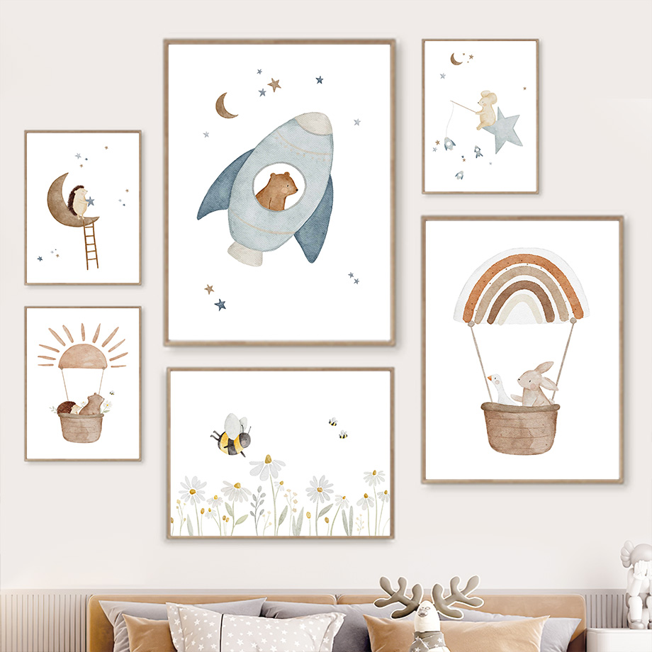 Cartoon Animals Nursery Wall A - Baby Nursery Animal Pictures recension och pris