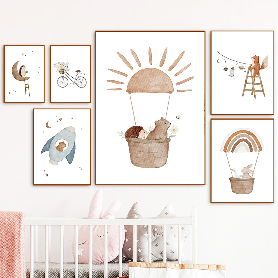 Cartoon Animals Nursery Wall A - Baby Nursery Animal Pictures recension och pris